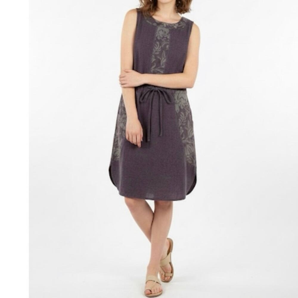 Suelas Linen Cotton Blend Sleeveless Shift Dress Purple Gray Size Euro 40/US 10